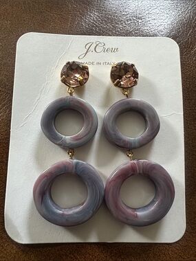 J. Crew Swirled Lavender and Mauve Double Hoop Drop Earrings